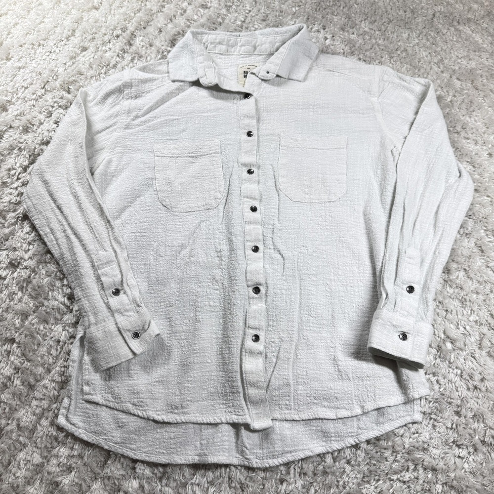 Billabong Shirt Womens S White Textured Costal Resort Beach Old Money Boho Surf
